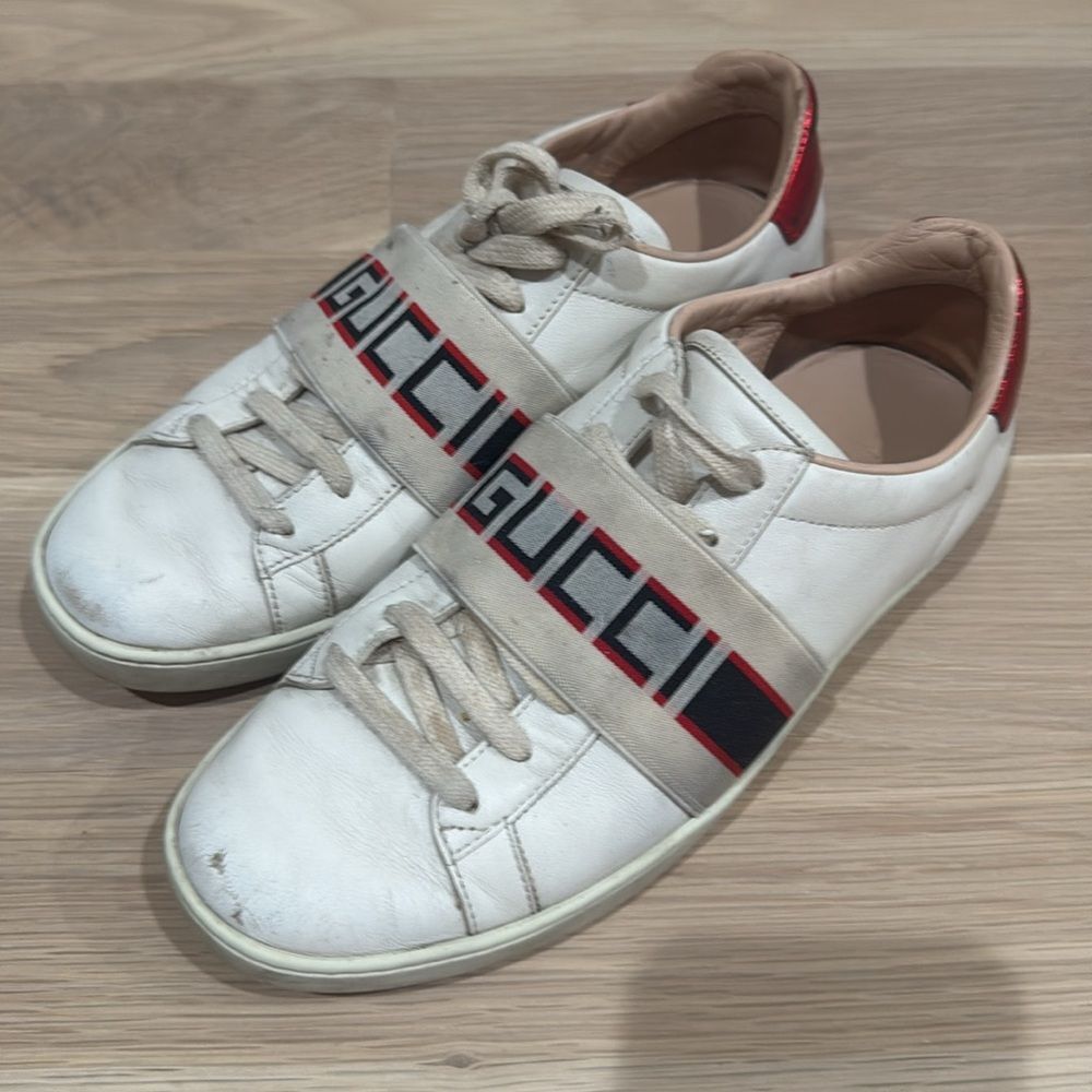Gucci Banded Leather Sneakers Size 8.5